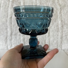 Indiana Glass Vintage Aqua Blue Park Lane Colony Footed Sherbet Glasses 4.4″ MCM