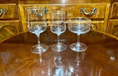 Set of 35 Lenox Crystal Glasses Intrigue Gold Trim 12 Wine 12 Water 11 Champaign