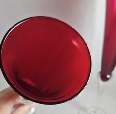 Vintage LENOX Crystal Holiday Gems Ruby Red Set 2 Flutes 11″ NOS