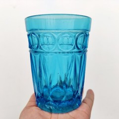 1920s Vintage Decrelle Aqua Blue Glass Half Pint Tumbler Belgium Barware GT102