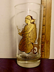 Anchor Hocking Zodiac 22kt Gold Glass tumblers FULL SET of 12 Barware RARE! VTG!