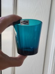 Early NUUTAJARVI NOTSJO KAJ FRANCK 6 Teal Tumblers Set CLEAN Original Box MCM