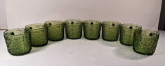 Vintage Anchor Hacking Soreno Avocado Green 8 oz Mugs lowball Tumblers set of 8