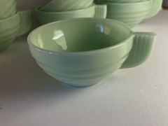 Vintage Jadeite Cup Set 7 Art Deco Style Ribbed Milk Glass Coffee Cups – FRANCE