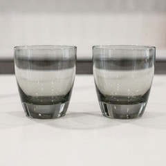Libbey Smoke Gray Glass Tumblers, Set of 2, Vintage Weighted Bottom Glassware