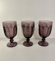 Vintage Set of 3 Libbey Purple Gibraltar DURATUFF USA 16 oz Water IceTea Goblets