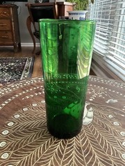 Vintage Green Glass Tumbler 6.5 Inches Tall 2.75 Inches In Diameters Opening