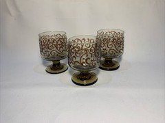 Vintage Libbey Prado Tawny Pedestal Rocks Glasses Mid-Century Modern Set of 3