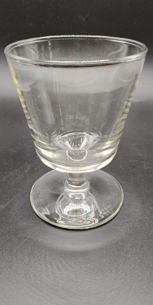 Libbey GEORGIAN Pressed Glass Clear Plain Wafer Stem 6 oz Rocks 4 1/2″ tall
