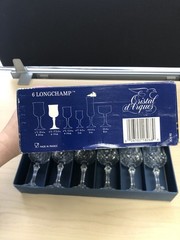 6 Count Of Cristal d’ Arques Lead Crystal Longchamp 17,5 cl Goblet Wine Glasses