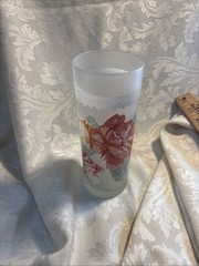 1 Dartington Designs Frosted Glass Floral & Lace Tall Tumblers France-14 oz.