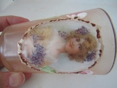 Vintage Portrait glass/cup, Peachy Pink color