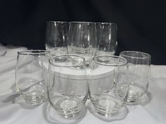 (8) VTG Libbey Tempo Gray Smoke Roly Poly Glasses Tumblers 4.5″ 12oz Drink Glass