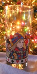 vtg poker glass bridge glass iced tea lemonade w/ 4 suits of cards queen # 6091