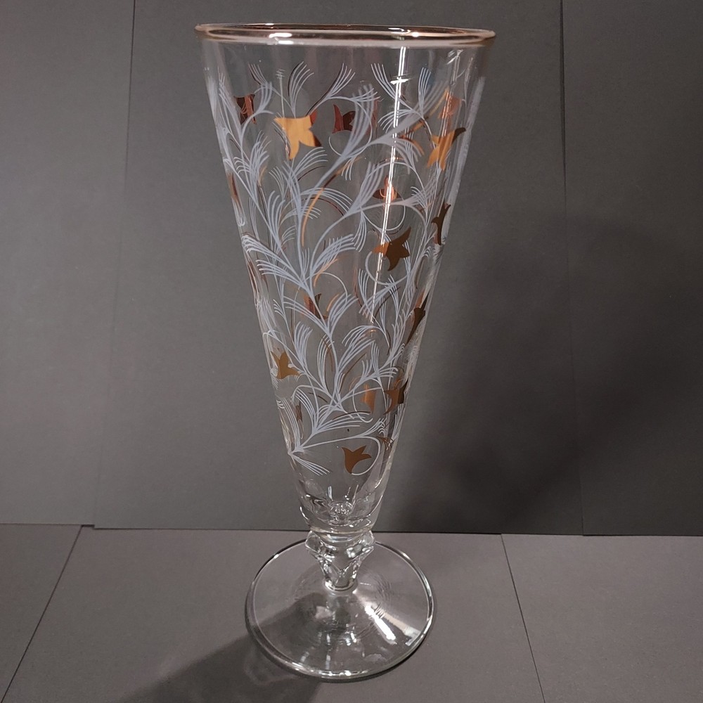Set of 8 Vintage Libbey Royal Fern Tall Cocktail Glasses 1950s Mid-century
