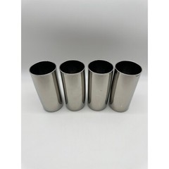 Vintage MCM Leonardo (?) Germany Chrome Mirror Curved Highball Tumbler Glass Set
