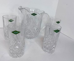 Disinter Shannon Crystal Dublin 5 Pc Beverage Set Pitcher & 4 Highball Glasses