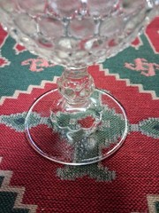 VINTAGE HOBNAIL PATTERN SET OF 7 BUBBLE DESIGN CLEAR 5″ TALL