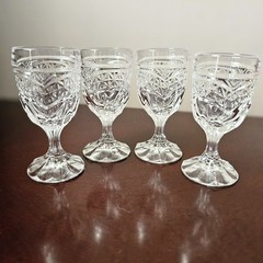 4 Vintage Crystal Cordial Shot Glasses Crystal d’Adriana Luna Pattern 3.5″