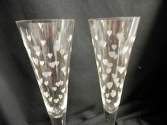 Marquis Waterford MINI HEARTS Crystal Champagne Flutes 11″ glasses (Set of 2)