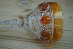 6-Cut To Clear Wine Hock Glasses, 7 3/8″ Orange Purple Green Red Gold Yello(G50)