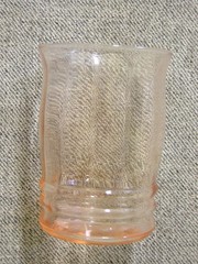 Vintage Pink MacBeth Evans Depression Ringed Tumbler; Ribbed Inside