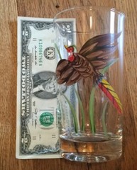 4 Vintage Clear Hand Painted Pheasants Ice Tea Glasses Tumblers w/ 84oz Pitcher