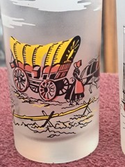 Libbey Frosted Cocktail Tea Glasses Early Transportation Theme Vintage Set Of 6
