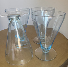 Vintage Translucent Blue Paneled Glasses Footed Fruits Desserts Cordials Spirits