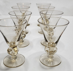 1 oz. Crystal Gold Glass Cordial Cocktail Liqueur Goblets 4 Lobed Lot of 8