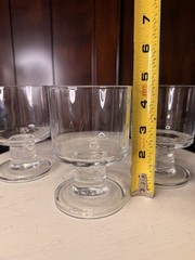 MCM Crystal Short Wine Water Glasses Thick Stem Set Of 3 Vintage 4.5”