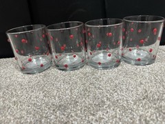 Target Red Polka Dot Tumblers, Drinking Glasses, Retro, Barware, Set of (4)