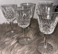 Set of 6 Waterford Crystal Lismore Wine Claret Glasses 5 7/8″ Tall