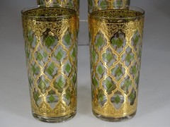 Set of 4 Mid Century Modern Culver Glass Valencia 22kt Gold Highballs c.1962
