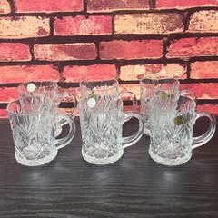 Vintage Paul Sebastian Lead Crystal Coffee Mug Clear Glass Set of 6 USA
