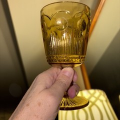 Vintage Yellow Amber Bartlett Collins St Genevieve Goblets Two