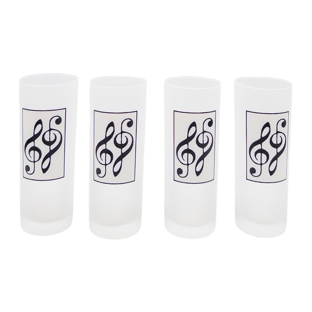 Dartington Designs France Music Notes Frosted Glasses Set 4 Highball Tumblers