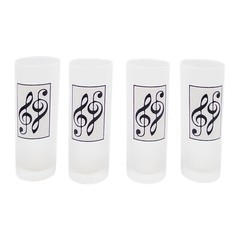 Dartington Designs France Music Notes Frosted Glasses Set 4 Highball Tumblers