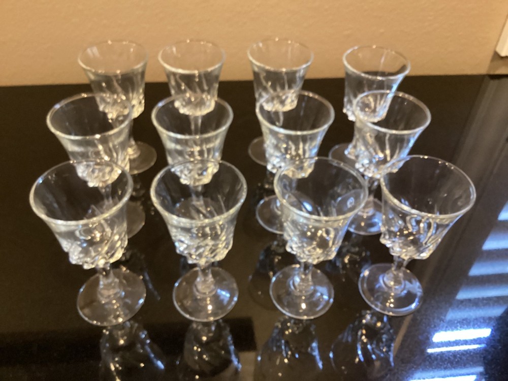 12 Cordial Aperitif Stemmed Glasses 4”tall, 2” diameter.
