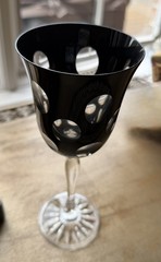 Christofle Black Crystal Kawali Knotched Wine glasses Set of 6. RARE unused