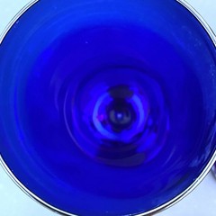 Libbey Premiere Cobalt Blue Wine Glass Water Goblets 7” Tall Thick Stem Set Of 3