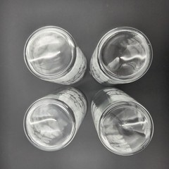 Vtg White Peony Flower Tumblers, Set of 4, w/ White Floral Rose Pattern