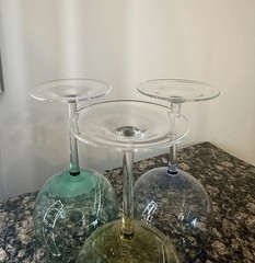 Vintage Balloon Wine Glasses-Set of Three-Green-Blue-Yellow-Barware