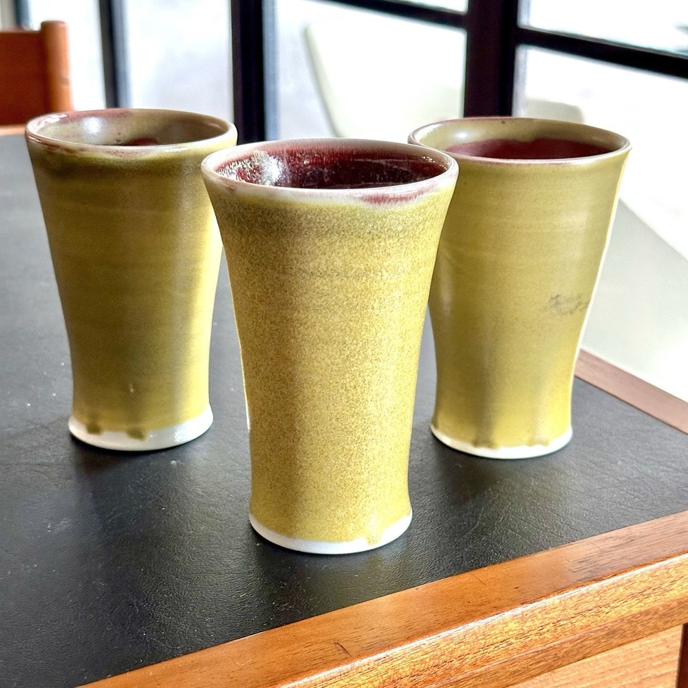 Trio (3) Michael McCarthy Studio Art Pottery Tumblers /Cups/Vases