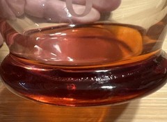 Set Of 2 Bicardi O Orange Curved Bottom Roly Poly Glasses Mouth Blown