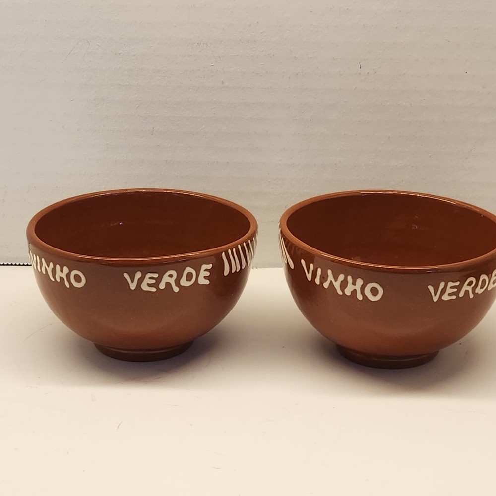 2 Traditional Terracotta Clay Wine Cups Portugal