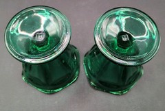 Vtg Anchor Hocking Fountainware Emerald Green 4oz Low Sundae Glass Set of 2
