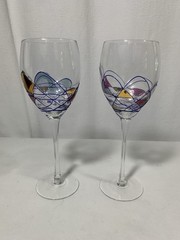 Milano Romania Stained Mosaic 8.25” Wine Glass – Set of 2 EUC