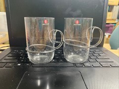 2 Iittala Finland Latte Coffee Mix Hot Cold Drink Glasses Modern Looped Handle