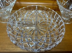 Vtg Crystal Dessert Bowl & Divided Dish Set 5pc Mid-Century Style c.1960s–1980s